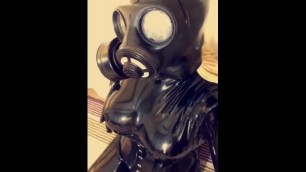 Gas Mask & Latex Catsuit Teasing