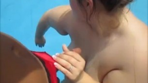 Fat Bitch Mom get Anal Fucked in Pool and Cum inside Anal