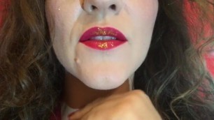 JOI, Cum to my Red-golden Lips.