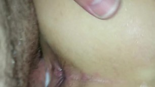 Hot milf takes cum on ass close-up