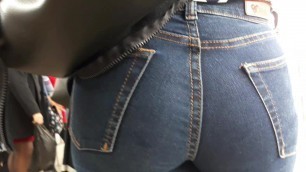 Sexy milf in tight jeans waiting for bus - 1