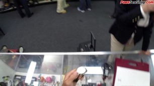 Busty pawn MILF gets fucked in the pawn shop office after HJ